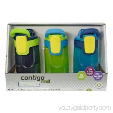 Contigo Kid's Water Bottle with Autoseal Gizmo Water Bottles 14 oz 3 Pack (BLUE)
